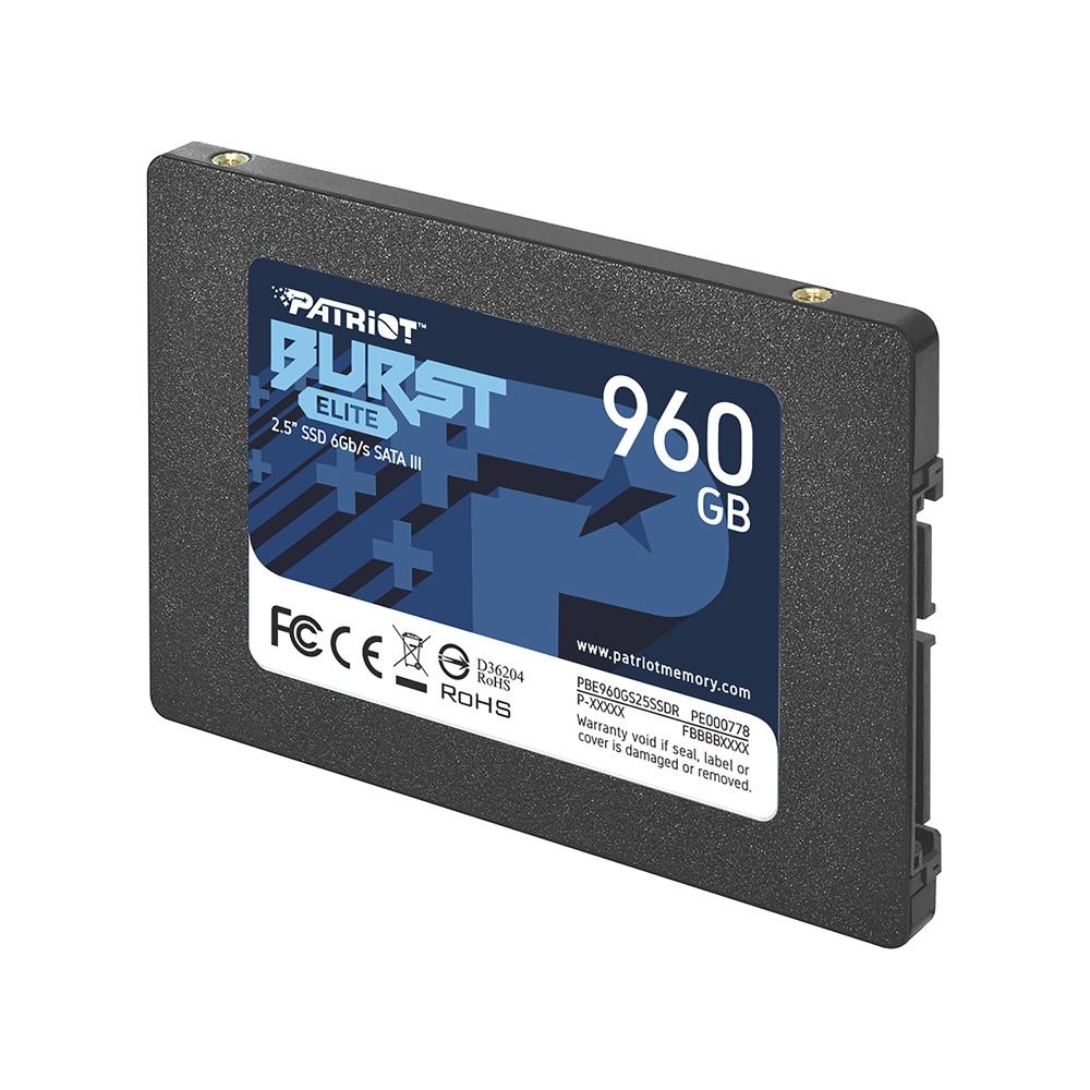 SSD 960 GB Patriot Burst Elite, 2.5", SATA III, Leitura: 450MB/s e Gravação: 320MB/s - PBE960GS25SSDR