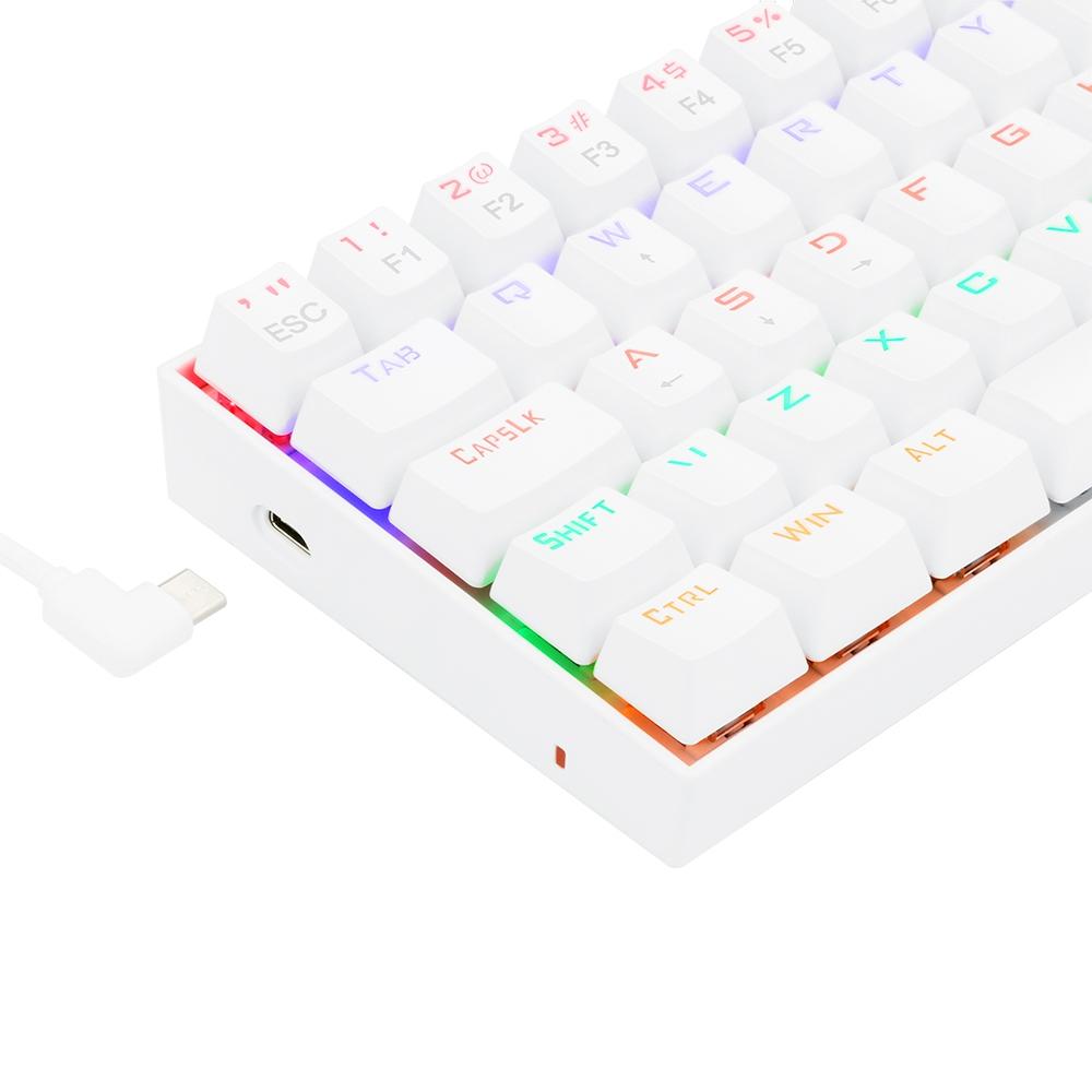 Teclado Mecânico Gamer Redragon Lakshmi Lunar White, Rainbow, Switch Blue, Layout 60%, ABNT2, Branco - K606W-R (PT-BLUE)