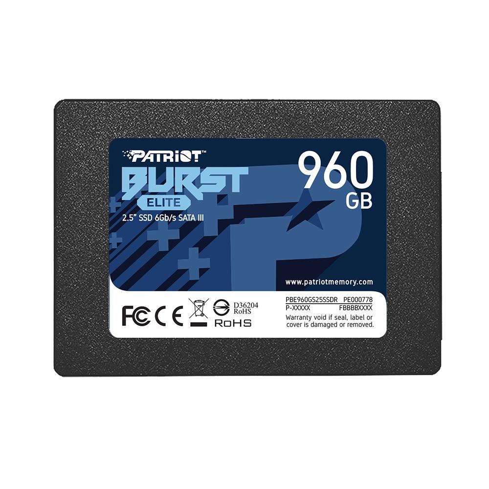 SSD 960 GB Patriot Burst Elite, 2.5", SATA III, Leitura: 450MB/s e Gravação: 320MB/s - PBE960GS25SSDR