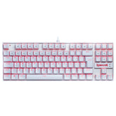 Teclado Mecânico Gamer Redragon Kumara Branco Switch Outemu Red LED Vermelho ABNT2 - K552W-2 (RED)