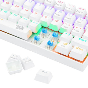 Teclado Mecânico Gamer Redragon Lakshmi Lunar White, Rainbow, Switch Blue, Layout 60%, ABNT2, Branco - K606W-R (PT-BLUE)